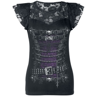 Spiral - Gothic T-Shirt - Waisted Corset - S bis XXL - für Damen - Größe XXL - schwarz - XXL