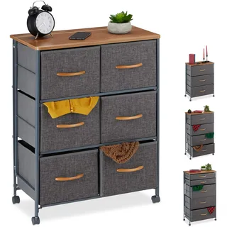 Relaxdays Schubladenschrank 74,5 x 58 x 30 cm Grau