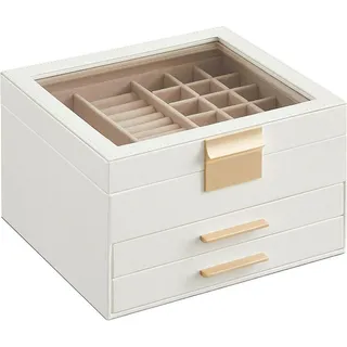 eongoa Schmuckkästchen, Weiß, Holzwerkstoff, 23.1x13.5x20.3 cm, Schubladen, herausnehmbar, Ordnen & Aufbewahren, Schmuckaufbewahrung