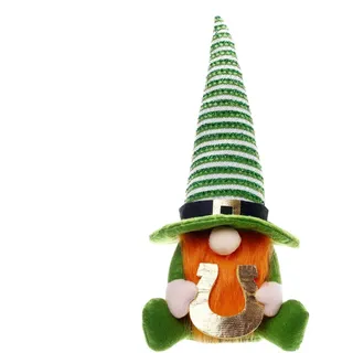 Patrick's Day GNOME Plüsch GNOME, Grüner Wichtel, Gesichtloser, Shamrock, mehrstufiges Tablett | Irische Wichtel Sammlerfiguren für Tablettregal