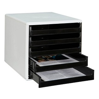 M&M Schubladenbox  schwarz 30050901, DIN A4 mit 5 Schubladen