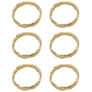 Qomcsrl 6-Teiliges Serviettenring-Serviettenring-Set Aus Metall, Serviettenschnallenhalter, Tischdekoration für Hochzeit, Party, Ramadan, Bankett, Gold, Einfache Installation