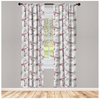 Gardine »Vorhang für Wohnzimmer Schlafzimmer Dekor«, Abakuhaus, Microfaser, Blumen Rosen und Flamingos beige 150 cm x 175 cm