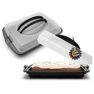 BigDean 2x Kuchen Transportbox mit 2 Tragegriffen Blechkuchen