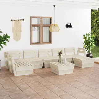 Tidyard 8-TLG.Garten-Paletten-Lounge-Set Sitzgruppe mit Sessel und Tisch gartenmöbel Set Balkon möbel terrassenmöbel gartenlounge Set Gartengarnitur Imprägniertes Fichtenholz