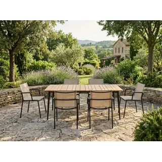 MamaGreen-Niehoff Gartenmöbel-Set Manda-Luna, 6 Sessel und 1 Tisch 160x95cm
