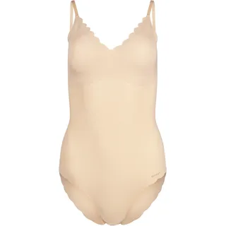 SKINY Damen Body - Unterwäsche, Spaghettiträger, Spitze, V-Ausschnitt, einfarbig Beige 42