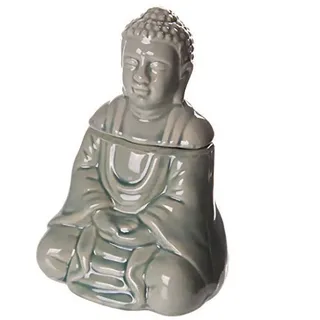 Duftlampe #50360 Keramik Duftlampe Thai Buddha mit Deckel, felsgrau