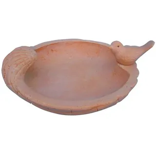 Home4Living Vogeltränke Vogelbad Tränke mit Spatzenfigur terracotta Wasserstelle, Vogeltränge mit Spatzenfigur