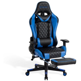 IKIDO Gaming-Stuhl Pedal-Gaming-Stuhl (Professioneller Gamingstuhl), Mit Beinauflage und Fußstütze, Eingebauter Wippmechanismus blau