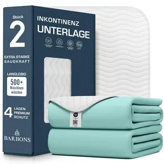 Barbons Inkontinenzunterlage waschbar Matratzenschutz 75x90 2er- wasserdichte Bett Inkontinenzauflage matratzenauflage Bettunterlage waschbar nässeschutz matratzenauflage (75x90 cm - 2er)