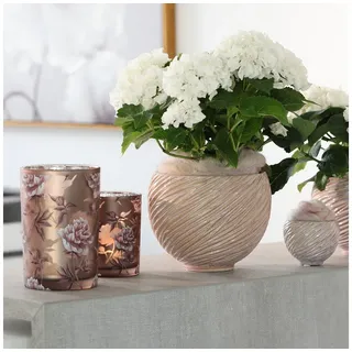 Florists Products Übertopf Keramik-Pflanzschale Creme-Rosa Deko-Topf Ø15cm 2er Set, 2 Stück beige