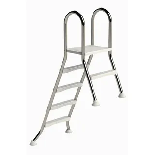 HAF Poolleiter Ideal Hochbeckenleiter 4+1 Stufen 1,2m/0,4m V2A Edelstahl Poolleiter (Plattform mit 120 kg belastbar, Aus hochwertigem V2A Edelstahl), Stabile Schwimmbadleiter für Aufstellpool 4+1 Stufen