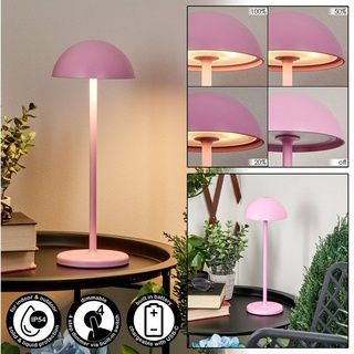 hofstein Außen-Tischleuchte »Lucese« Nachttischlampe aus Metall/Kunststoff in Rosa/Weiß, 3000 Kelvin rosa