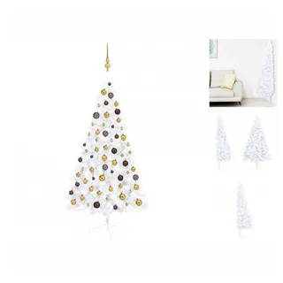 vidaXL Künstlicher Weihnachtsbaum Künstlicher Halber Weihnachtsbaum mit LEDs Kugeln Weiß 150cm weiß