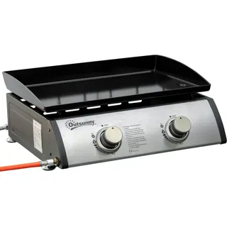 Outsunny Tischgrill Gasgrill BBQ Silber