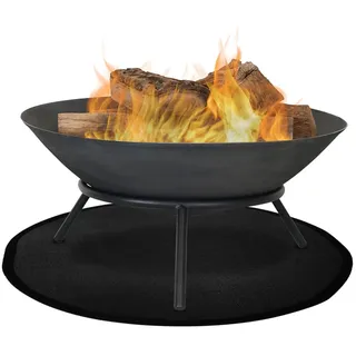Feuerschale Unterlage BBQ Grills Feuerfeste Matte Rund Schwarz, Bodenschutz für Grill, 3 Schicht Feuerresistent, Feuerstelle Pad für Boden, Deckschutz