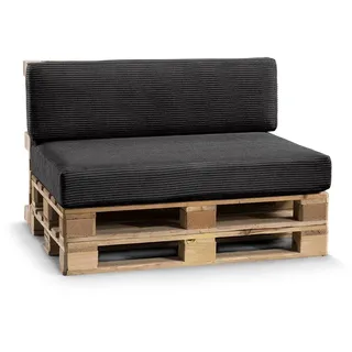 FAVRE Palettenkissen CosyRib Ribcord Garten Set PFLA(Sitzkissen 120x80+Rückenlehne 120x40), Kissen schwarz