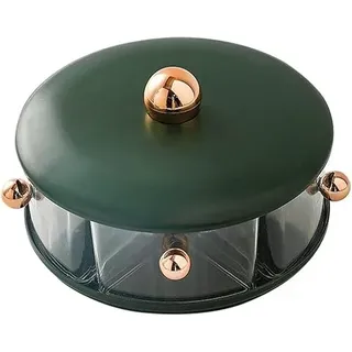LIBFITH Drehbare Gewürzbox, 360° drehbare große Kapazität Gewürzbox, 5 abnehmbare Fächer Design, geeignet für Küche, Restaurant, Café, Grill (grün)