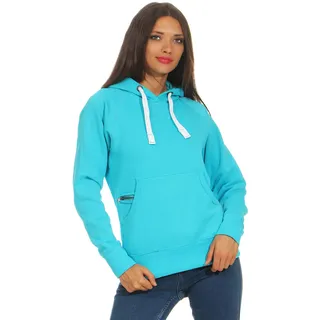 Mivaro Damen Hoodie Türkis - Dicker Kapuzenpullover mit flauschigem Fleecefutter, Kängurutasche mit Reißverschlussfach, bequem, langlebig und pflegeleicht, für Freizeit, Arbeit oder Sport, Größe S - S