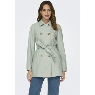 Kurzmantel ONLY "ONLNANCY LIFE FITTED TRENCH COAT OTW" Gr. M (38), grün (subtle green detail:melange) Damen Mäntel Übergangsmäntel