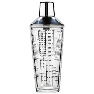 Cocktailshaker 400/600 ml Glas-Cocktail-Shaker, Hand-Shaker-Becher mit Waage, auslaufsicherer metallischer Stahldeckel und Sieb, Shaker-Mixer Barzubehör(600ml)