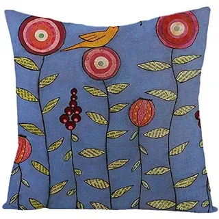 Kissenbezug 50x50 Blau Rot Gelb Kissenbezüge Leinen Deko Kissen für Sofa Schlafzimmer Gartenbett Outdoor Kissen Waschbar Kissenhüllen Atmungsaktiv Kissenbezug