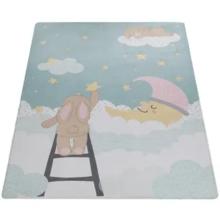 Paco Home Kinderteppich 80 x 150 cm Türkis/Creme