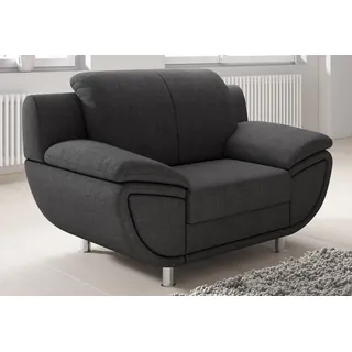 Sessel TRENDMANUFAKTUR "Rondo II, Loungesessel zeitlos und bequem", grau (dunkelgrau), B:121cm H:85cm T:94cm, Struktur (100% Polyester), Sessel, Polstersessel XXL-Sessel, wahlweise mit komfortablem Federkern, mit extra breiten Armlehnen