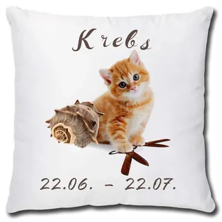 TRIOSK Kissen mit Katze Katzenmotiv Sternzeichen Krebs Spruch lustig Katzen Geschenk für Katzenliebhaber Frauen Freundin Dekokissen 40x40