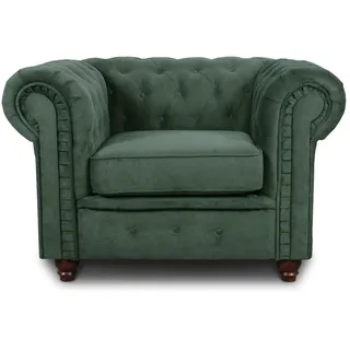 Sofnet Ohrensessel Asti 1, Chesterfield Sessel, Sofagarnitur, Glamour Couch grün