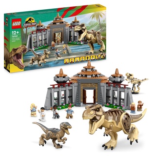 LEGO Jurassic Park Angriff des T. rex und des Raptors aufs Besucherzentrum, Dinosaurier Spielzeug für Kinder ab 12 Jahren 76961