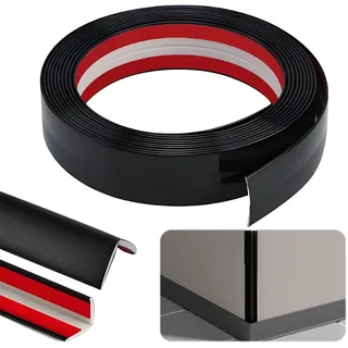 Wandleisten Selbstklebend, 2cm x 2cm x 8m Eckleiste Selbstklebend, Schwarz PVC Flexible Weichsockelleiste, Selbstklebend Kantenschutz, Selbstklebend Flexible Winkelleiste für Türen, Fenster, Wände