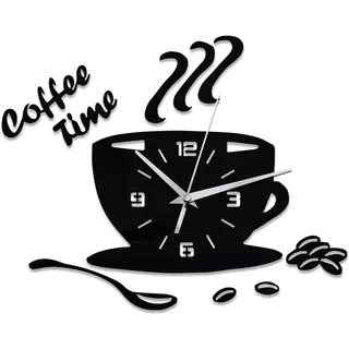 Moderne, Geräuschlose Quarz-wanduhr – Kaffeetassenform – Wasserdicht – Dekorativer Spiegel – Analog