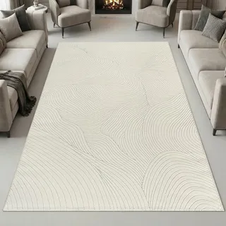 Teppich-Traum Läufer Wellenlinien Creme 80 x 300 cm