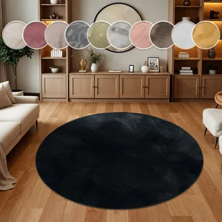 Paco Home Kunstfell Soft 380", schwarz, Ø 120 Cm Rund
