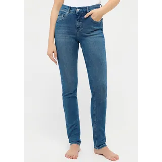 Slim-fit-Jeans ANGELS "SKINNY" Gr. 38, Länge 28, blau (mid blue used) Damen Jeans Röhrenjeans