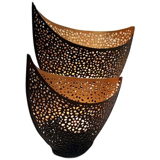 Casa Moro Teelichthalter Windlicht Kanja 2er Set innen Gold außen Schwarz WLS5047 (2 St), Kunsthandwerk, Windlicht Ramadan Tisch Deko goldfarben|schwarz