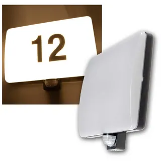 ChiliTec Wandleuchte PADAR Kunststoff IP65 20W mit Bewegungsmelder und Hausnummer weiß
