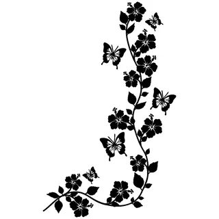 Samunshi® Blumenranke Wandtattoo rechtwinklig 25 x 40cm schwarz