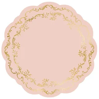 partydeco Platzset, Tischsets aus Papier 35,5cm mit Ranken 6 Stück Rosa / Gold rosa