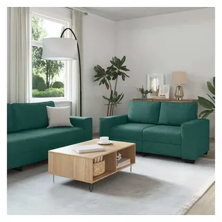 vidaXL Couch Stoff 3-Sitzer Dunkelgrün