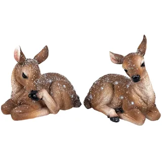 Formano Dekofigur REH 2er Set 12 cm Rehkitz Rehe beschneit Zierfigur Figur Haus Garten