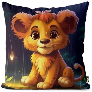 Kissenbezug, VOID (1 Stück), Baby Löwe Kinder Comic Dschungel Kind Safari tiger katze plüschtier g bunt 60 cm x 60 cm