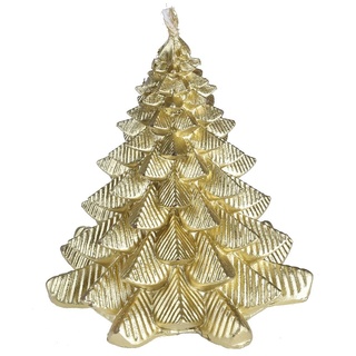 Miss Lovely Weihnachtskerze Tannenbaum in Gold Kerze Weihnachts-Deko Tisch-Dekoration Weihnachten Advent Weihnachts-Feier Winter Kerze in Form eines Weihnachtsbaumes