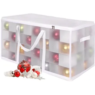 Relaxdays Weihnachtskugel Aufbewahrungsbox 73 x 37 x 36 cm 128-tlg. transparent/weiß