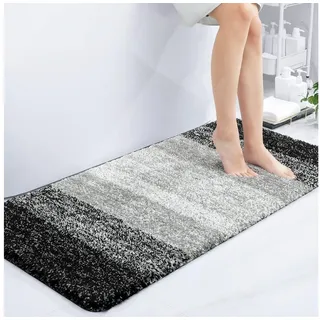 LuxusKollektion Badematte Badematte Badteppich Mikrofaser Hochflor rutschfest 60x120 cm Schwarz bunt