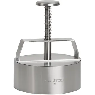 SANTOS Profi Burgerpresse Edelstahl – Patty-Presse für Ø 11 cm Burger, Flexible Dicke, einfache Handhabung mit Federmechanismus, spülmaschinengeeignet