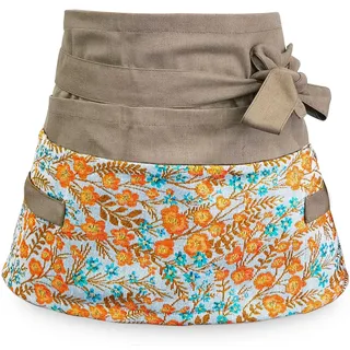 MILCIL Gartenschürze für Damen, Servierschürze, niedlich, Flora, halbe Schürze mit 8 Taschen, Valentinstagsgeschenk für Mutter, Frau, Freundin, Plum Blossom, Standard - Einheitsgröße