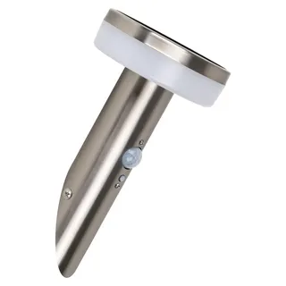 Solar-/Wandleuchte "NORCIA" Inkl. Bewegungsmelder, Lampe für den Außenbereich aus Metall und Kunststoff in nickelmatt, 25 cm hoch, Ø 12,5 cm, LE... - Silber